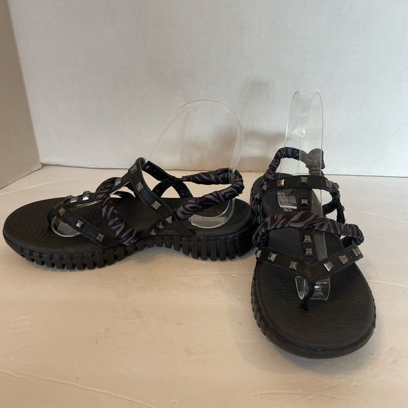 Skechers Goga Mat black zebra print thong sandals size 6 - Picture 2 of 9